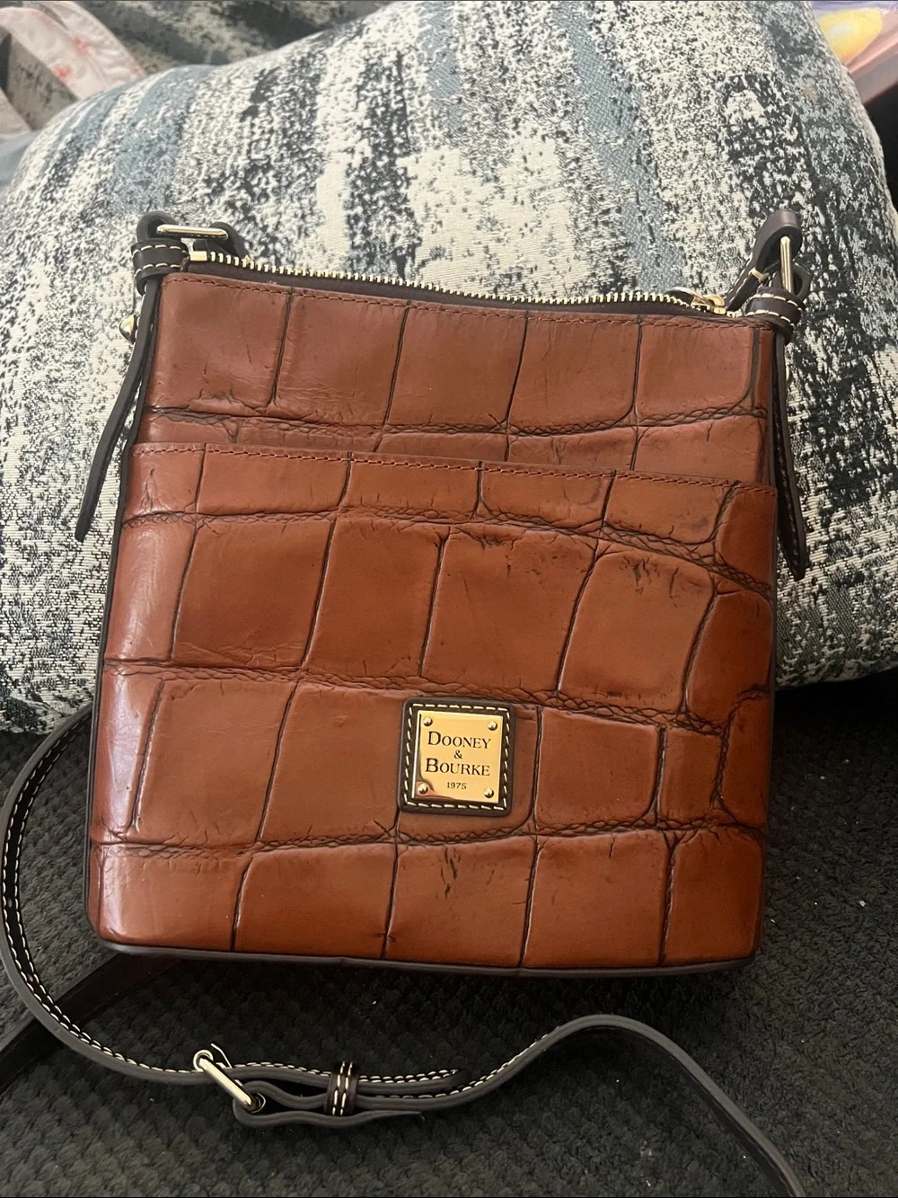 Dooney & Bourke Cognac Croc-Embossed Leather Messenger Bag